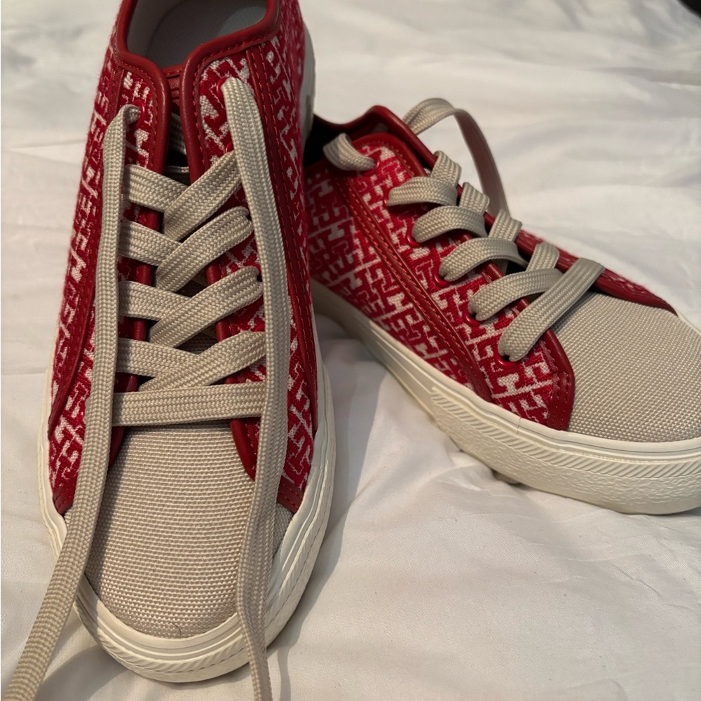 Tommy Hilfiger Red and Beige Sneakers